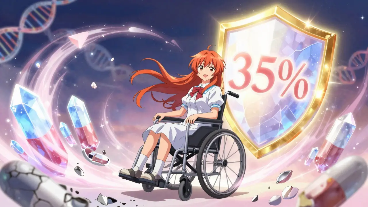 A person rising from a wheelchair as carvedilol and nebivolol crystals break old barriers, symbolizing heart recovery in anime style.